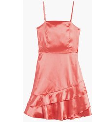 Satin Baby Doll Burnt Dress, Big Girl - Orange - Orange