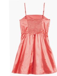 Satin Baby Doll Burnt Dress, Big Girl - Orange