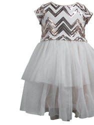 Sequin Chevron Tutu Dress - White