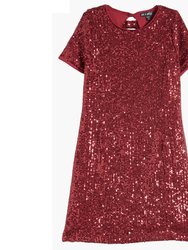 Sequin T-Shirt Bow Back - Red