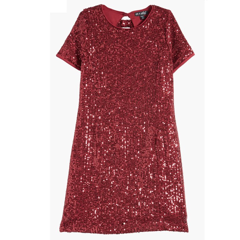 Sequin T-Shirt Bow Back - Red