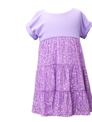 Sequin Tiered Skirt Dress - Purple