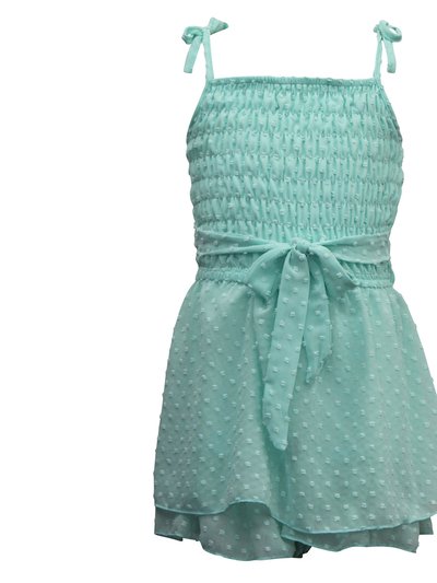 Ava & Yelly Smocked Clip Dot Romper - Lil Girl product