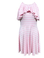 Striped Ruffle Dress - Pink