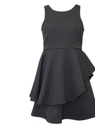 Textured Tiered Dress - Black/Pink