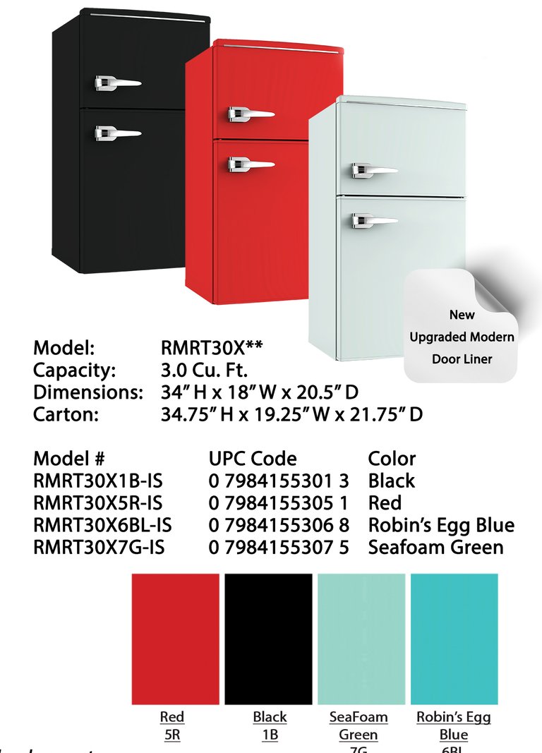 3.0 Cu. Ft. Compact Retro Style Refrigerators