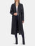 Belted Faux Leather Trench - Black