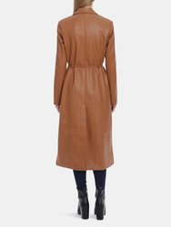 Belted Faux Leather Trench