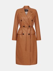 Belted Faux Leather Trench