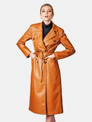 Belted Faux Leather Trench