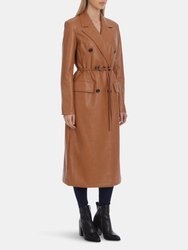 Belted Faux Leather Trench