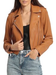 Cropped Faux Leather Biker Jacket