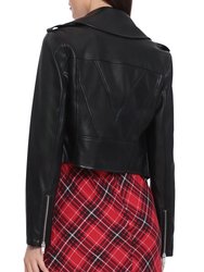 Cropped Faux Leather Biker Jacket