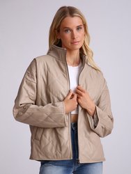 Diamond Quilted Faux Leather Jacket