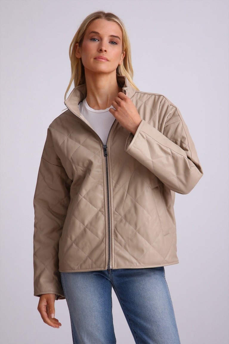 Diamond Quilted Faux Leather Jacket