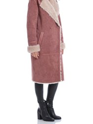 Double-Breasted Faux Shearling Coat