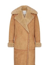 Double-Breasted Faux Shearling Coat