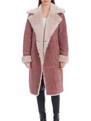Double-Breasted Faux Shearling Coat
