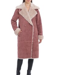 Double-Breasted Faux Shearling Coat