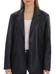 Faux Leather Boxy Blazer