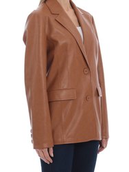 Faux Leather Boxy Blazer