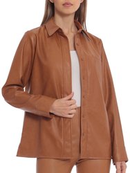 Faux Leather Button Down Shirt