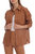 Faux Leather Button Down Shirt - Cognac