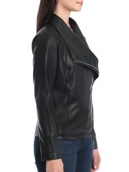 Faux Leather Drape Jacket