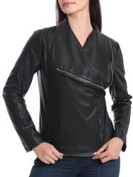 Faux Leather Drape Jacket