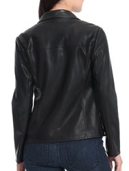 Faux Leather Drape Jacket