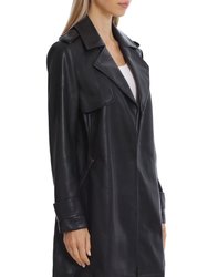 Faux Leather Open Trench