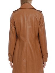 Faux Leather Open Trench