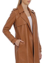 Faux Leather Open Trench