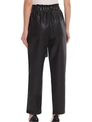 Faux Leather Paperbag Waist Tapered Trouser