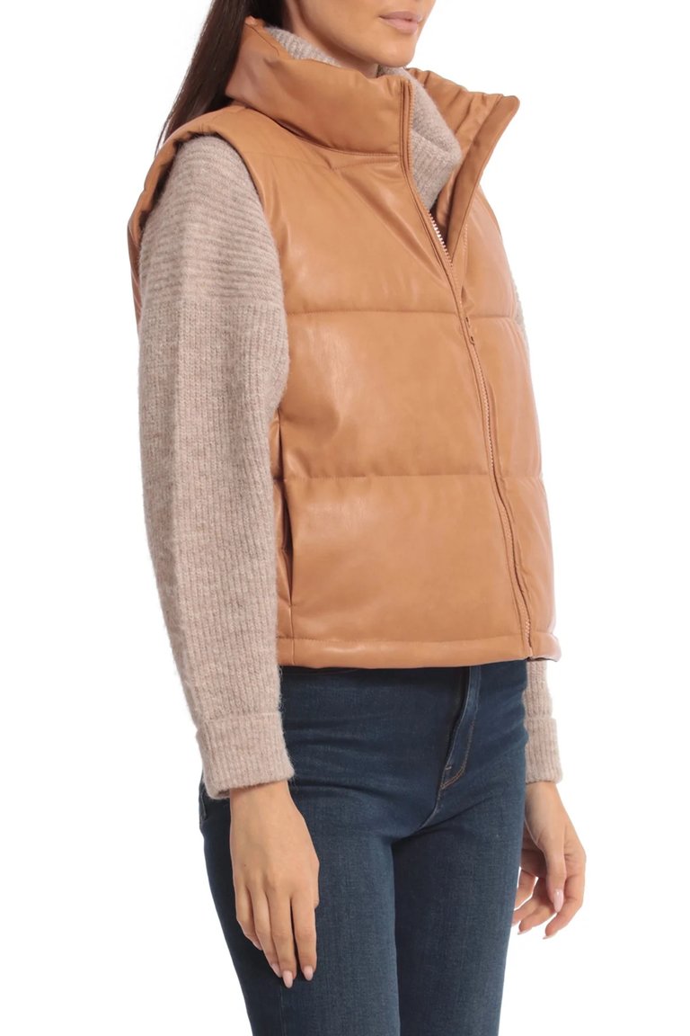 Faux Leather Puffer Vest