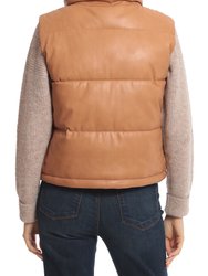 Faux Leather Puffer Vest