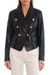 Gold Button Faux Leather Blazer