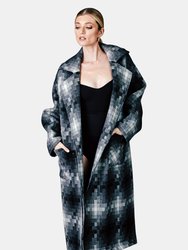 Oversized Geo Print Wool-Blend Coat