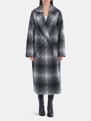 Oversized Geo Print Wool-Blend Coat