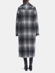 Oversized Geo Print Wool-Blend Coat