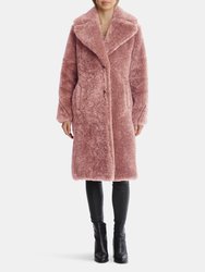 Oversized Teddy Faux Fur Coat - Rose Taupe