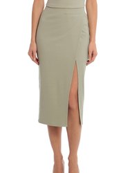 Rib Knit Midi Skirt - Teatree