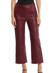 Seam-Front Faux Leather Wide Leg Crop Trouser - Oxblood