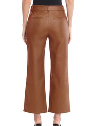 Seam-Front Faux Leather Wide Leg Crop Trouser