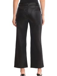 Seam-Front Faux Leather Wide Leg Crop Trouser