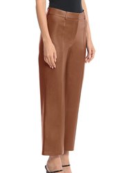 Seam-Front Faux Leather Wide Leg Crop Trouser