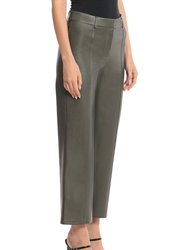 Seam-Front Faux Leather Wide Leg Crop Trouser