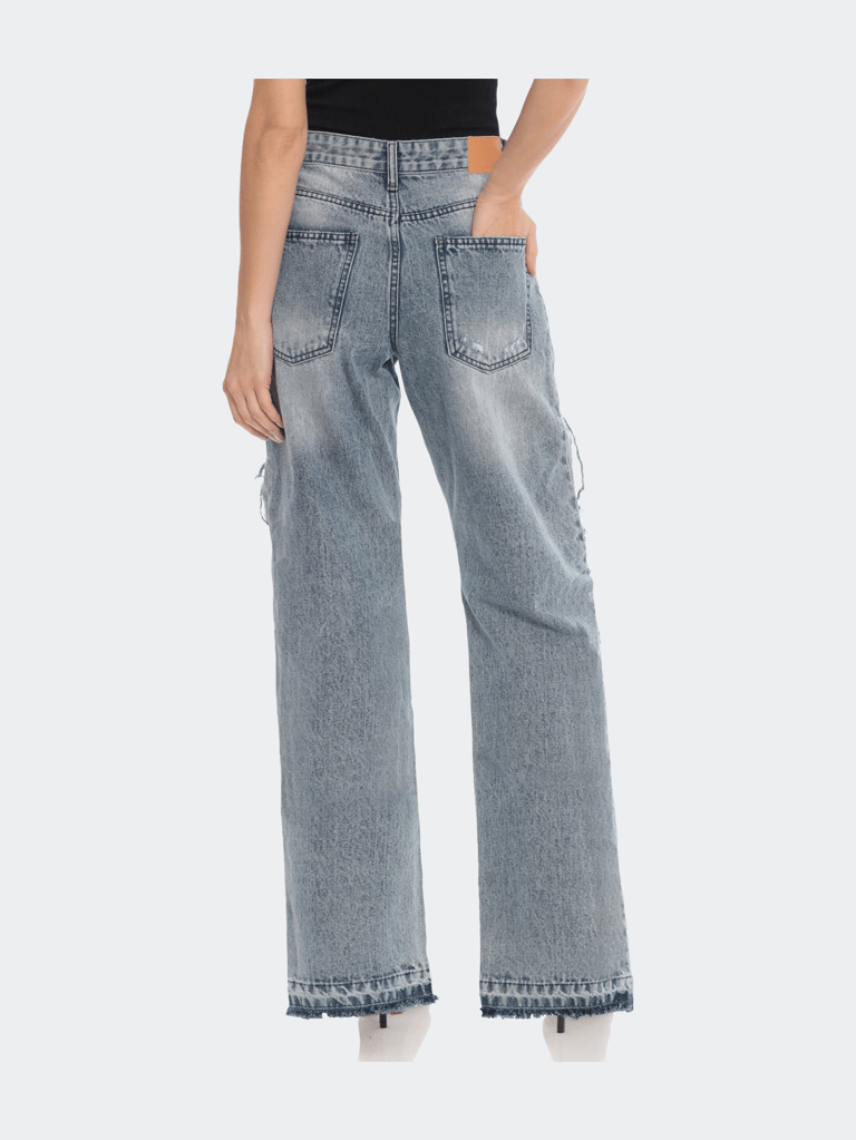 Stargazer Wide Leg Distressed Jeans