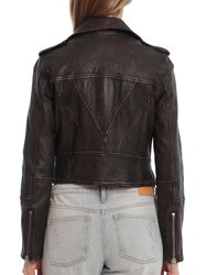 Vintage Wash Genuine Leather Biker Jacket