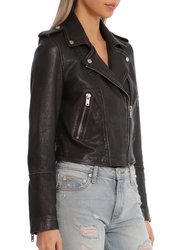 Vintage Wash Genuine Leather Biker Jacket